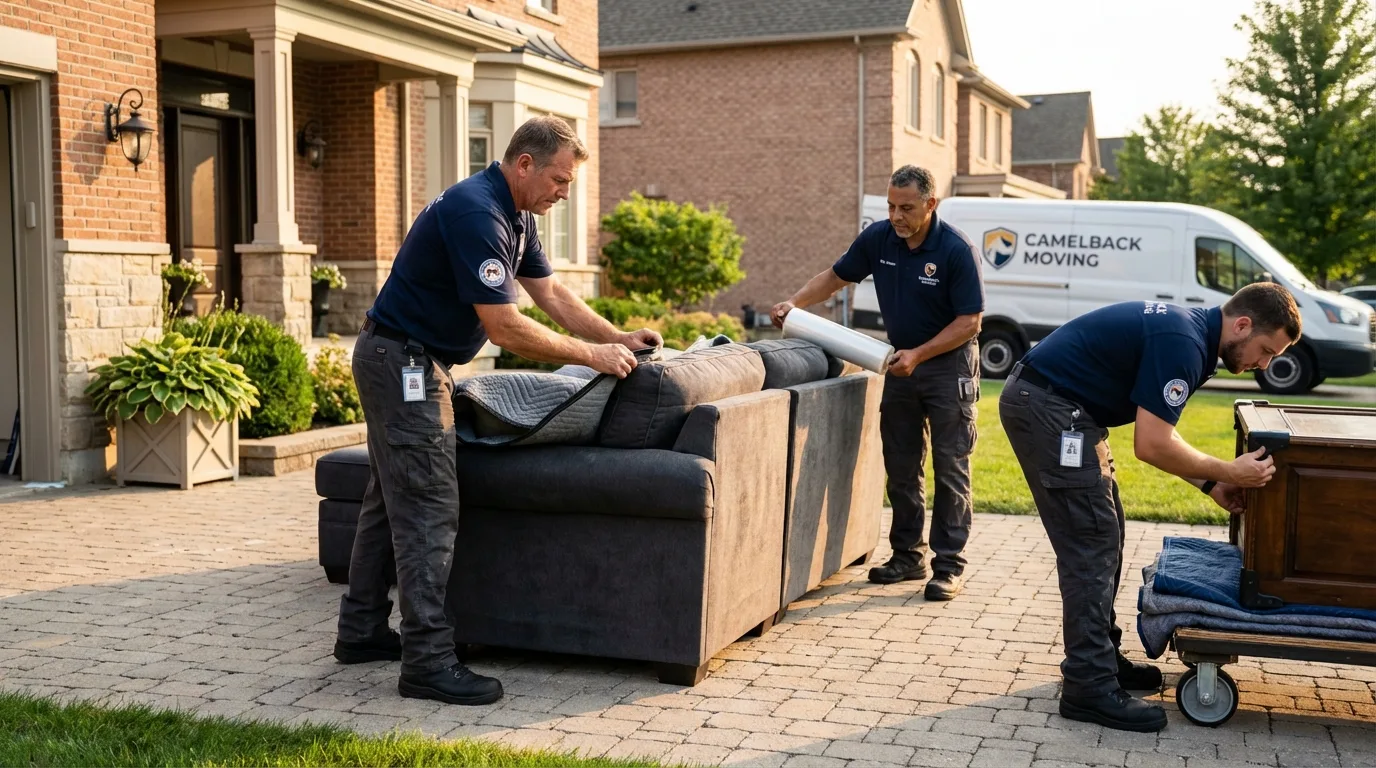 Large estate moving crew wrapping furniture in Whiteville, NC
