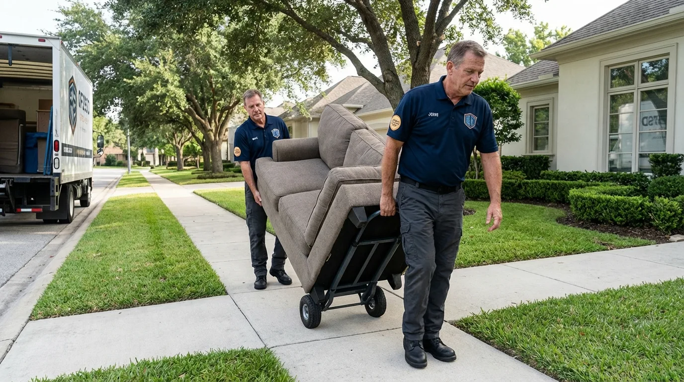 Local residential moving crew loading furniture in Whiteville, NC
